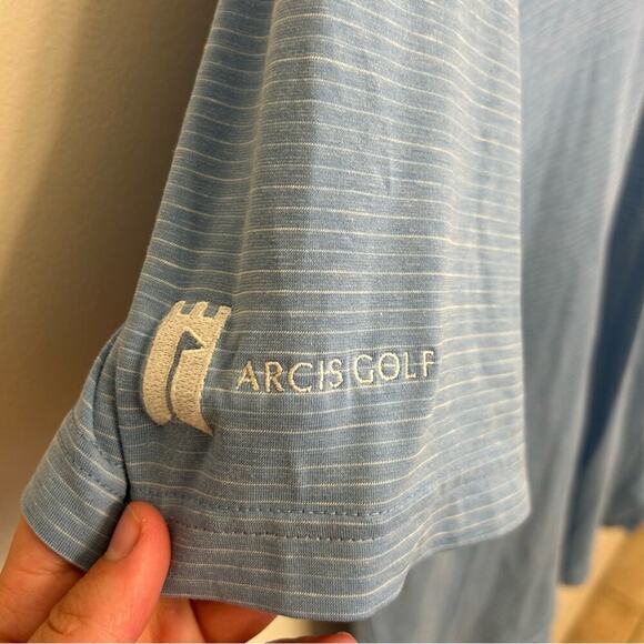 Travis Mathew Blue Striped Golf Polo Size L - Picture 5 of 7